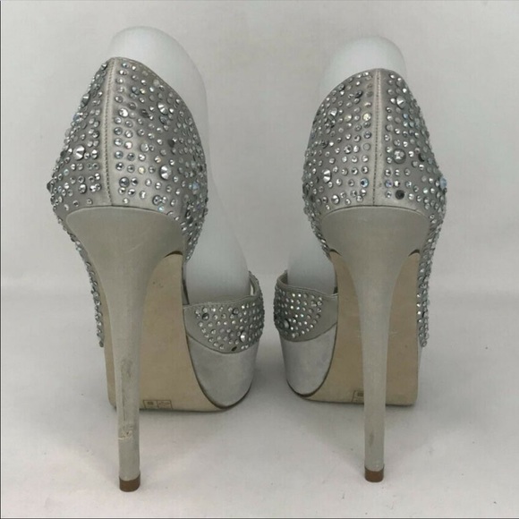 Aldo Womens Silver Rhinestone Embellished stiletto pump heels - Picture 3 of 7